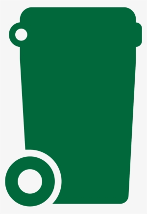 A green trash can with a white background