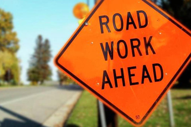 Road Work Ahead sign